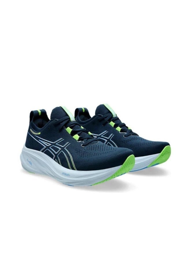 Onitsuka Tiger Men and Women Gel-Nimbus 26 Outdoor Running Sneakers Dark Blue/Bright Green - Image 3