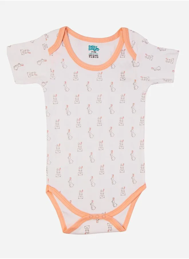 Babies Basic Pack of 3 - Round Neck Printed Romper by Styli