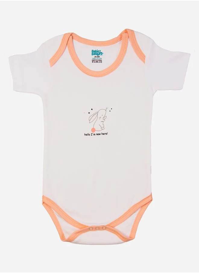 Babies Basic Pack of 3 - Round Neck Printed Romper by Styli