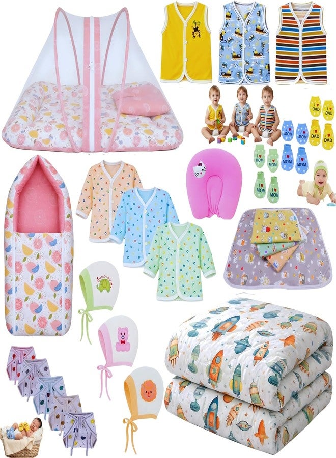 Toddylon Newborn Baby Essentials Kit 28 Items Combo Set | New Born Baby Kit 0–6 Months | Baby Products Maternity Delivery Bag Kit (Pink) - Image 1