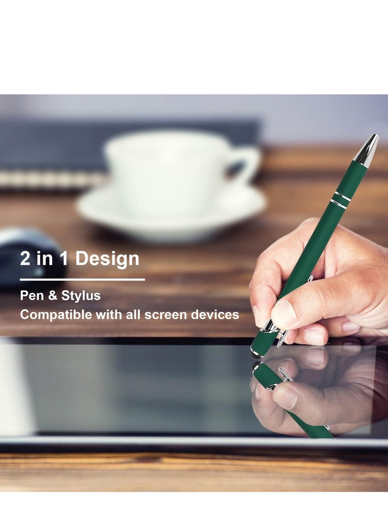 Ballpoint Pen with Stylus Tip, Soft Touch Click Metal Pen, 1.0mm Medium Point, Black Ink, 12 Count(Dark Green) - Image 3