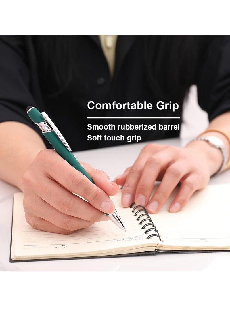 Ballpoint Pen with Stylus Tip, Soft Touch Click Metal Pen, 1.0mm Medium Point, Black Ink, 12 Count(Dark Green) - Image 4