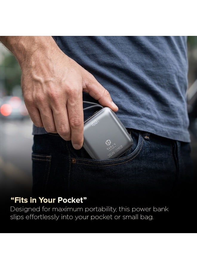 Toby's Toby’s Professional 35W 10000mAh Fast Charging Power Bank – Ultra-Compact 16cm Portable Battery Pack with Quick Charge, Flight Safe, CE Certified for Smartphones, Earbuds & Small Devices - Image 4