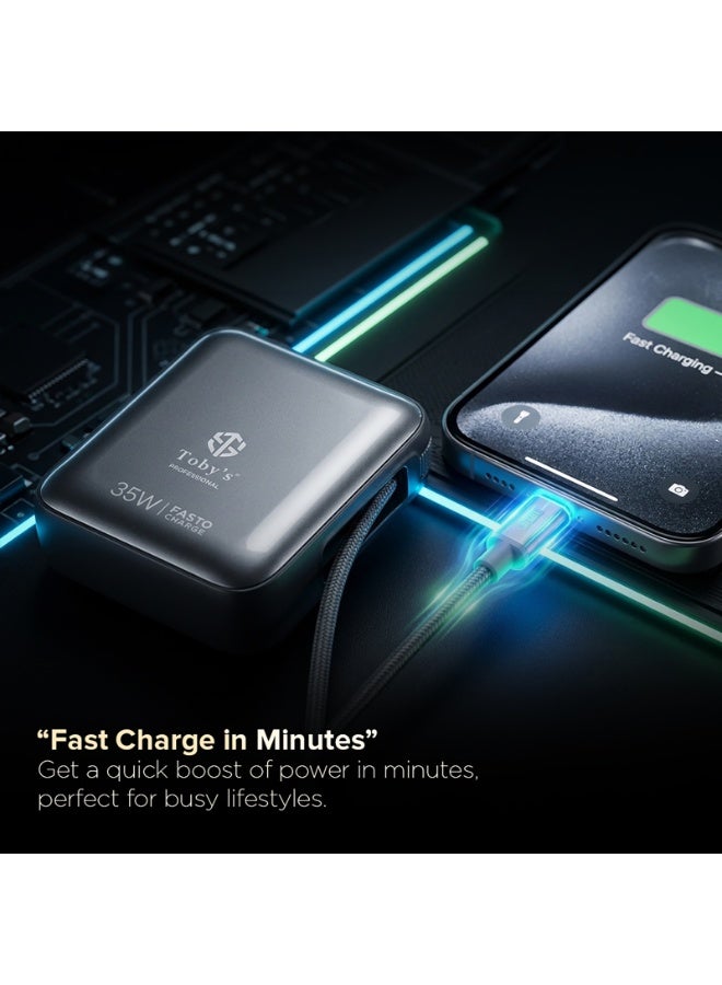 Toby's Toby’s Professional 35W 10000mAh Fast Charging Power Bank – Ultra-Compact 16cm Portable Battery Pack with Quick Charge, Flight Safe, CE Certified for Smartphones, Earbuds & Small Devices - Image 5