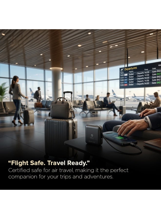 Toby's Toby’s Professional 35W 10000mAh Fast Charging Power Bank – Ultra-Compact 16cm Portable Battery Pack with Quick Charge, Flight Safe, CE Certified for Smartphones, Earbuds & Small Devices - Image 3