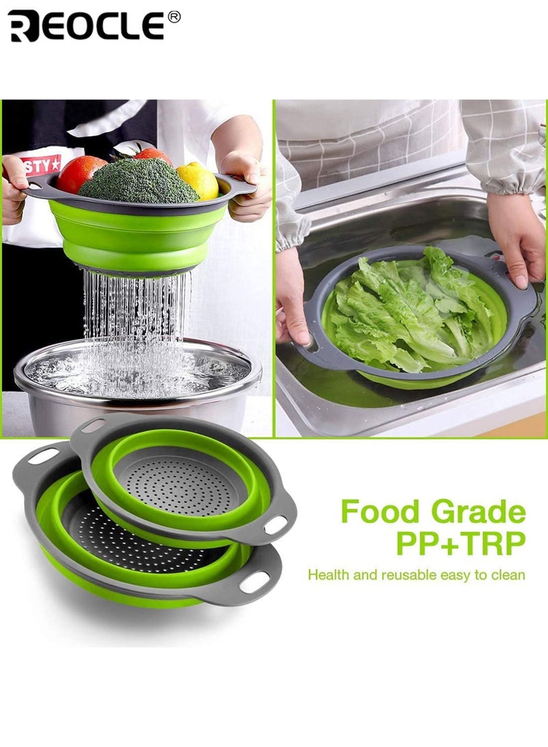 ريوكل 2 قطعة مصفاة سيليكون قابلة للطي مستديرة موفرة للمساحة سلة تصفية لتصفية المعكرونة والخضروات والفواكه مثالية لحوض المطبخ والاستخدام أثناء السفر - Image 4