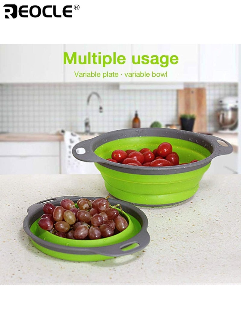 ريوكل 2 قطعة مصفاة سيليكون قابلة للطي مستديرة موفرة للمساحة سلة تصفية لتصفية المعكرونة والخضروات والفواكه مثالية لحوض المطبخ والاستخدام أثناء السفر - Image 3