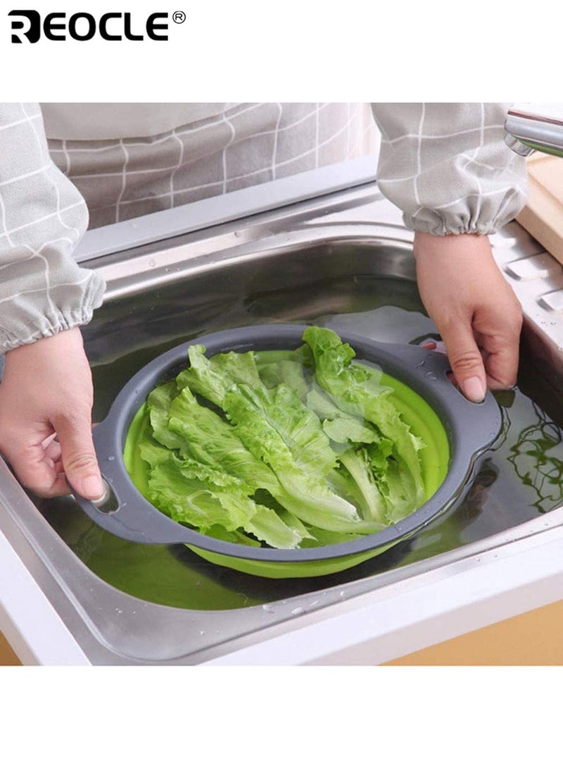 ريوكل 2 قطعة مصفاة سيليكون قابلة للطي مستديرة موفرة للمساحة سلة تصفية لتصفية المعكرونة والخضروات والفواكه مثالية لحوض المطبخ والاستخدام أثناء السفر - Image 5