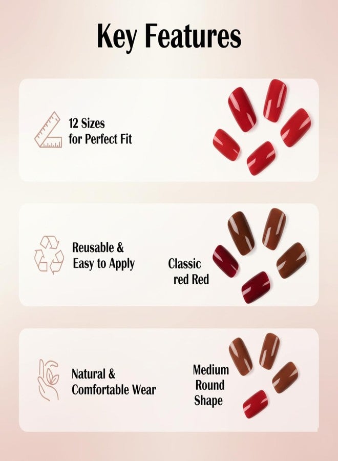 FEELHIGH 120 قطعة نصائح أظافر مضغوطة - تمديدات أظافر صناعية دائرية متوسطة في 5 ألوان، مجموعة أظافر مزيفة قابلة لإعادة الاستخدام للنساء والفتيات، 12 حجم، لمسة تشبه الصالون (ظل 01) - Image 5