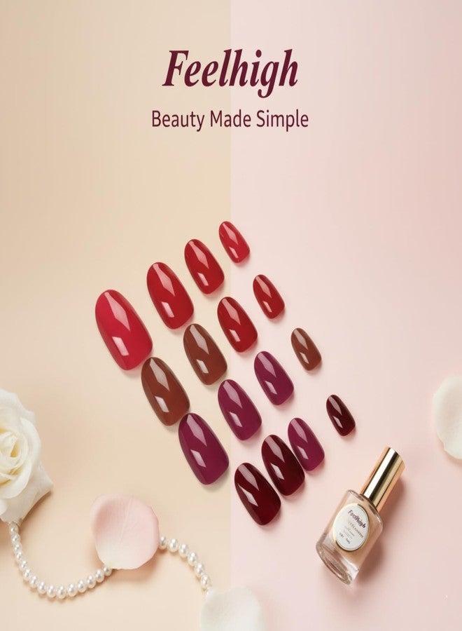 FEELHIGH 120 قطعة نصائح أظافر مضغوطة - تمديدات أظافر صناعية دائرية متوسطة في 5 ألوان، مجموعة أظافر مزيفة قابلة لإعادة الاستخدام للنساء والفتيات، 12 حجم، لمسة تشبه الصالون (ظل 01) - Image 4