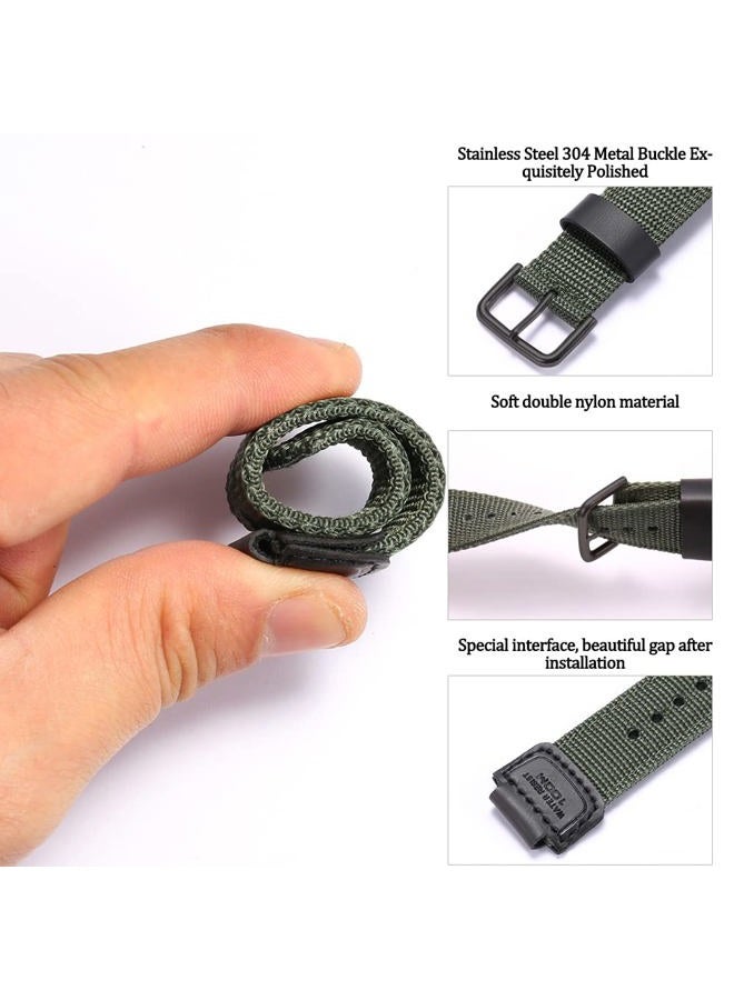 MCXGL 16mm g shock Replacement Strap Compatible with Casio GA100 110 120 700 2100 DW5600 6900 AWG-M100 GW9400 Nylon Leather Bracelet Watch Band Watch Accessories (ArmyGreen Black Button) - Image 4