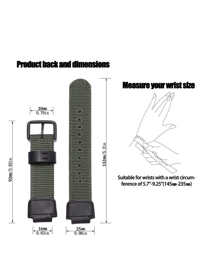 MCXGL 16mm g shock Replacement Strap Compatible with Casio GA100 110 120 700 2100 DW5600 6900 AWG-M100 GW9400 Nylon Leather Bracelet Watch Band Watch Accessories (ArmyGreen Black Button) - Image 2