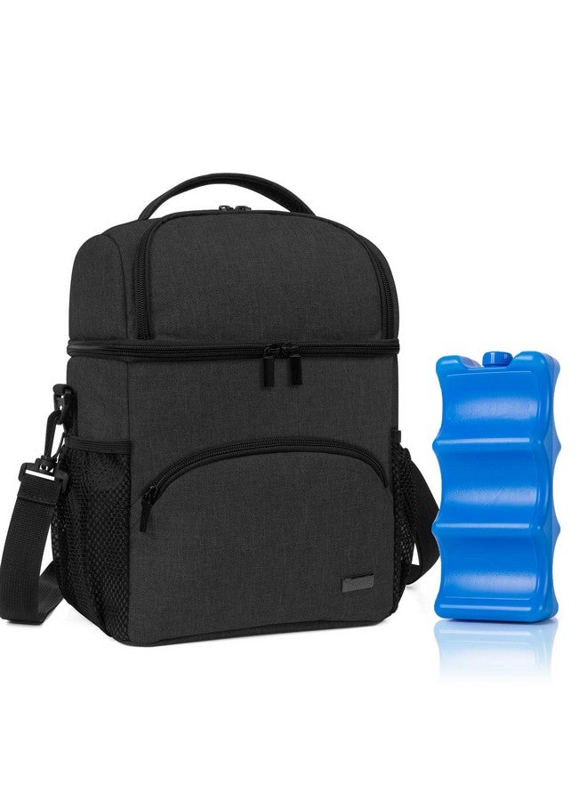 Teamoy Double Layer Breastmilk Cooler Bag With Ice Pack Travel Baby Bottle Cooler Bag Tote Up To 6 Large 9 Ounce Bottles Black  - Image 2