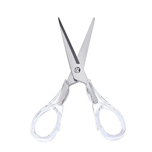 MultiBey Classic Clear Silver Type2 Scissors, 6.5" Heavy Duty Multipurpose, Stainless Steel & Acrylic, Ambidextrous - Image 1