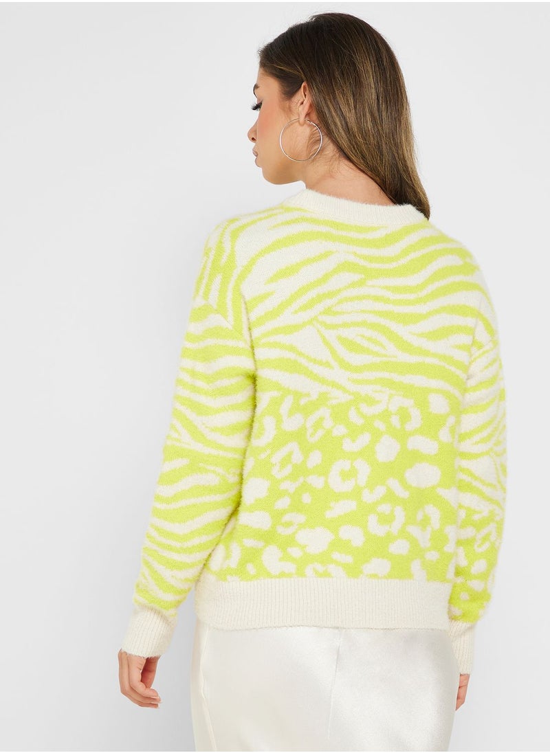VERO MODA - Ribbed Neck Printed Sweater - Image 1