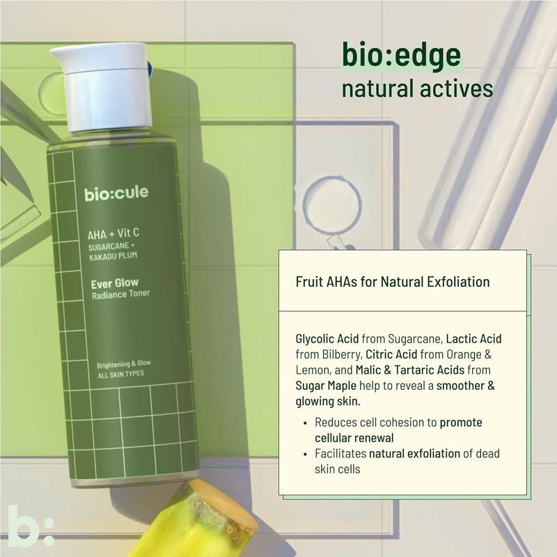 Biocule Biocule Ever Glow Radiance Toner Drop with Glycolic Acid AHA Vitamin C and Aloe Vera Toner for Glowing Skin from Sugarcane Kakadu Plum Brightening Glow All Skin Types 100ml  - Image 4