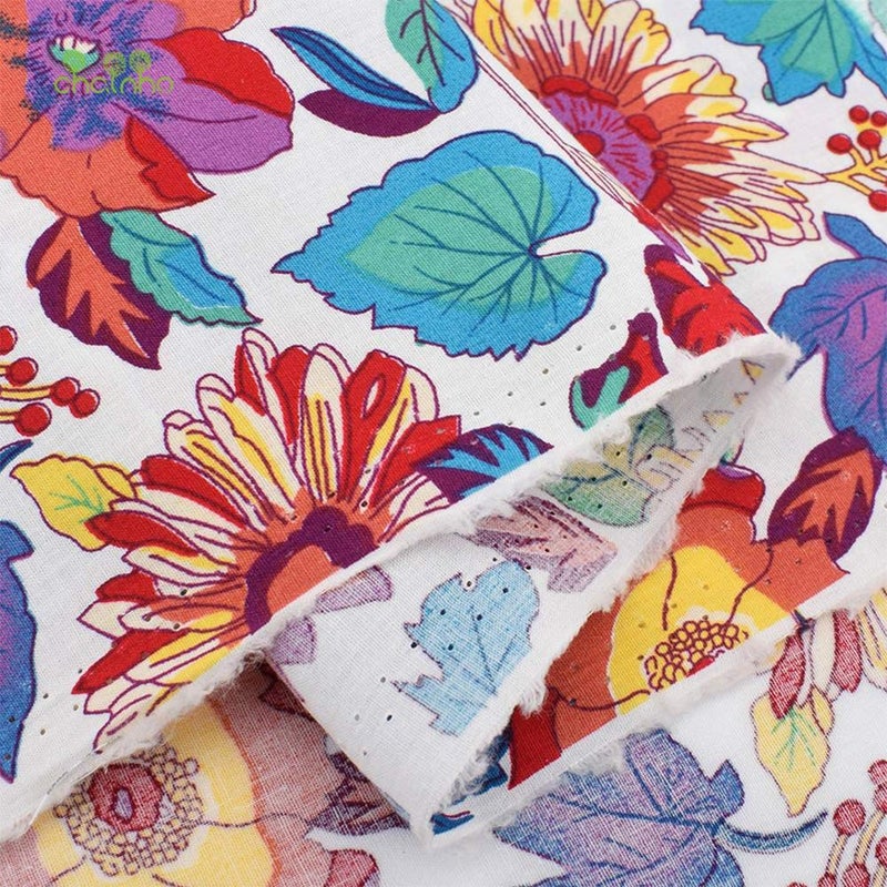 QiMicody Fat Quarters Fabric Bundles, 7Pcs 100% Cotton 19.69â€ x 15.75â€ (50cmx40cm) Precut Quilting Fabric Squares Sheets for DIY Patchwork Sewing Quilting Crafting, No Repeat Design (Flower Pattern) - Image 4