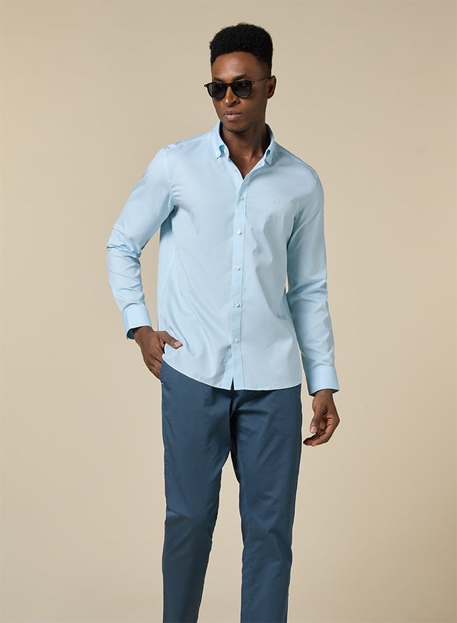 تكلف The Coastal Cool Sea Blue Non-Iron Royal Oxford Shirt - Image 4
