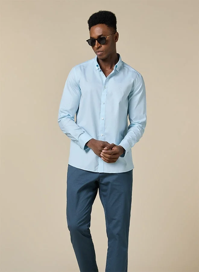 Mannerism The Coastal Cool Sea Blue Non-Iron Royal Oxford Shirt with Lightweight Feel