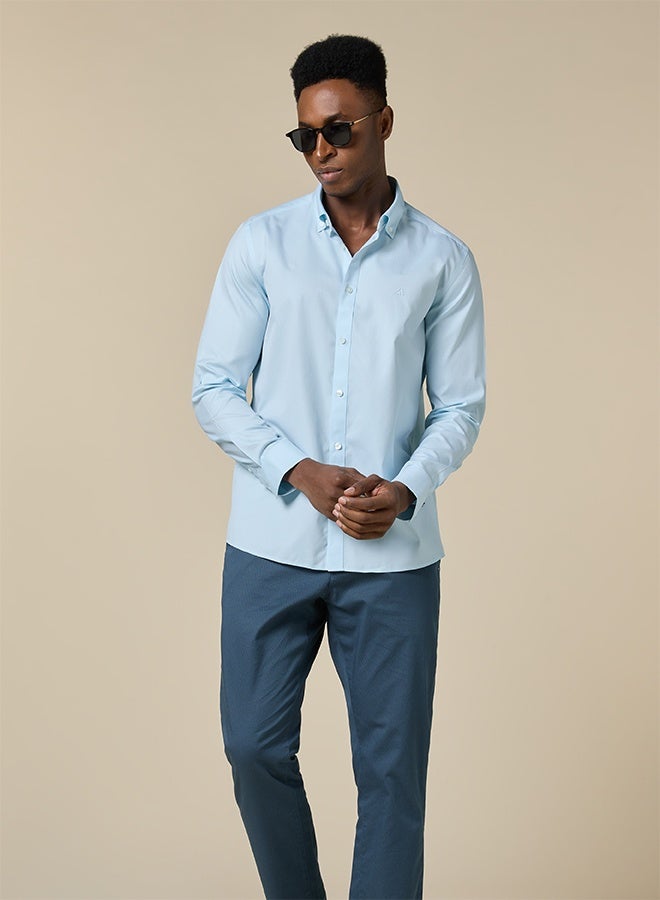 تكلف The Coastal Cool Sea Blue Non-Iron Royal Oxford Shirt - Image 1