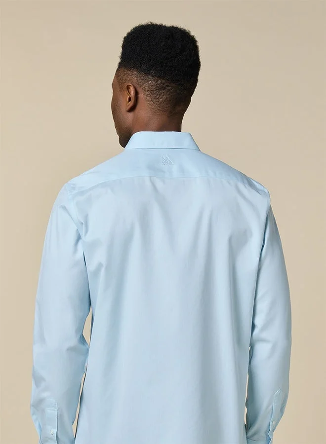 Mannerism The Coastal Cool Sea Blue Non-Iron Royal Oxford Shirt with Lightweight Feel