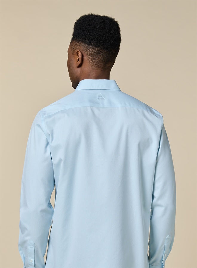 تكلف The Coastal Cool Sea Blue Non-Iron Royal Oxford Shirt - Image 2