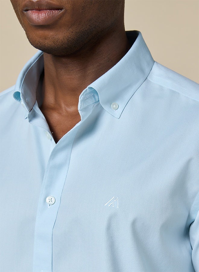 تكلف The Coastal Cool Sea Blue Non-Iron Royal Oxford Shirt - Image 5