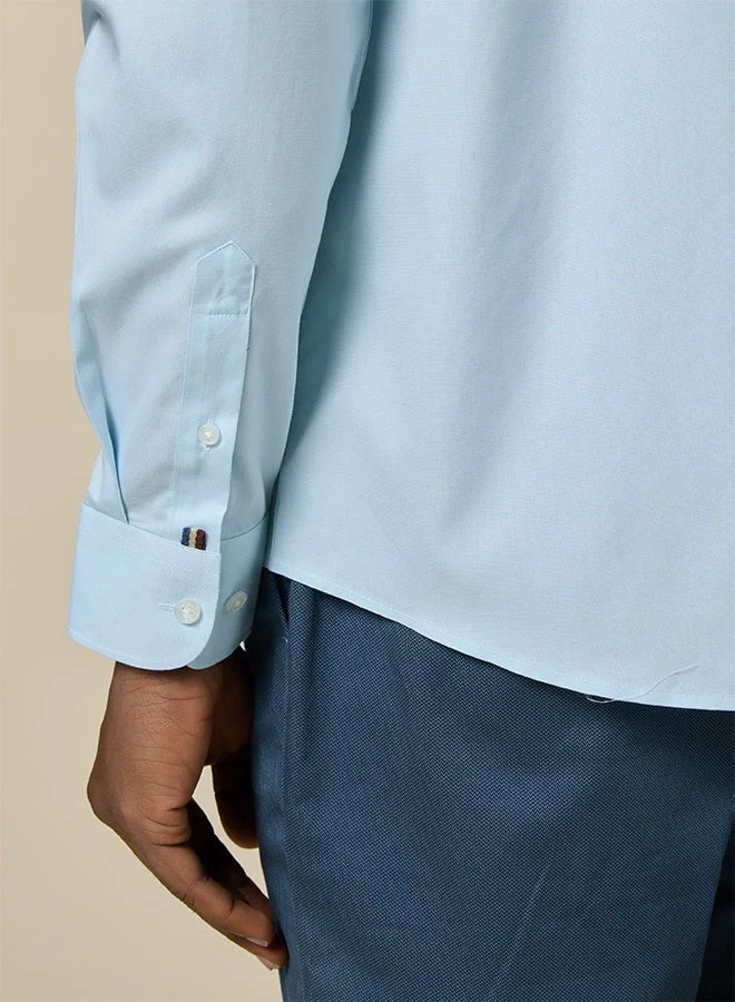 MANNERISM  The Coastal Cool Sea Blue Non-Iron Royal Oxford Shirt with Lightweight Feel for Men | Best Price UAE