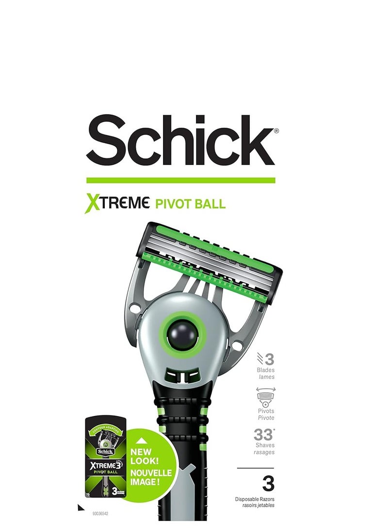 schick Schick Xtreme Pivot Ball Razor Disposable Razors Men Pivot Razor Schick Pivot Ball 3 Count 