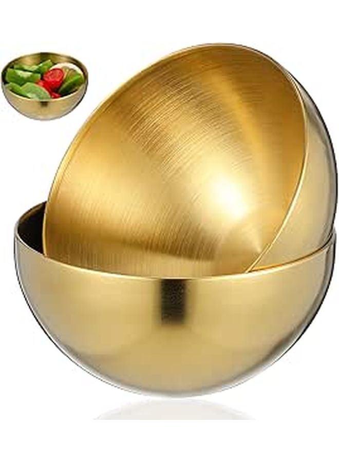 2Pcs Stainless Steel Gold Salad Bowls Fruit Rice Bowls For Home Dining Restaurants - Image 1