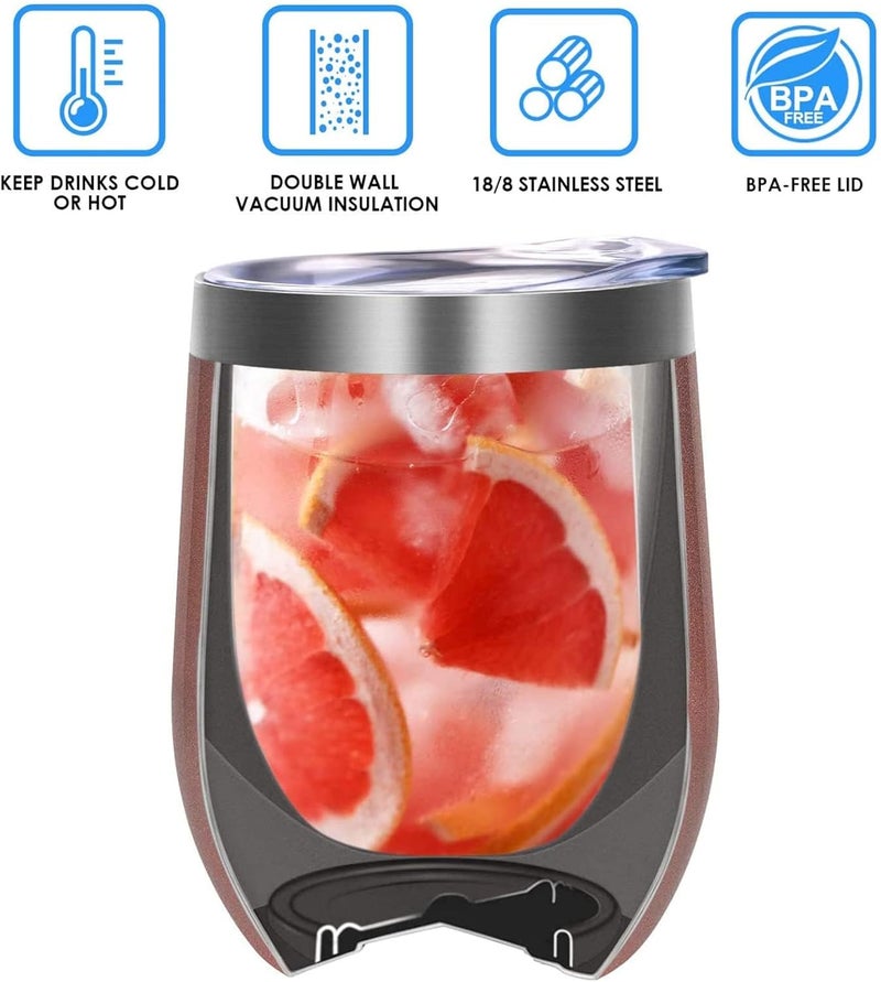 Luckam 12oz Insulated Stemless Tumbler Glasses with Lid & Straw, Double Wall Vacuum Stainless Steel Travel Mug, for Women & Friends - Image 3