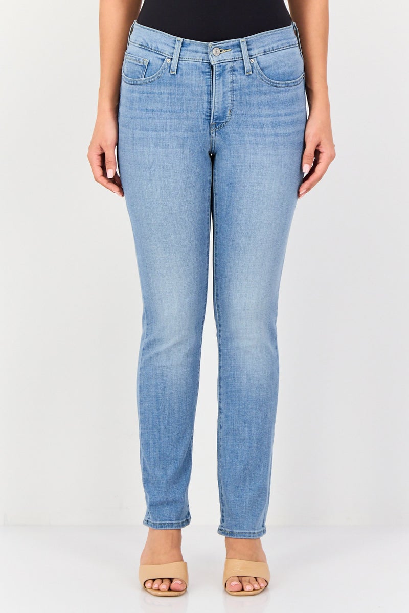 Levi's Women Skinny Fit Washed Denim Jeans, Blue - Image 1