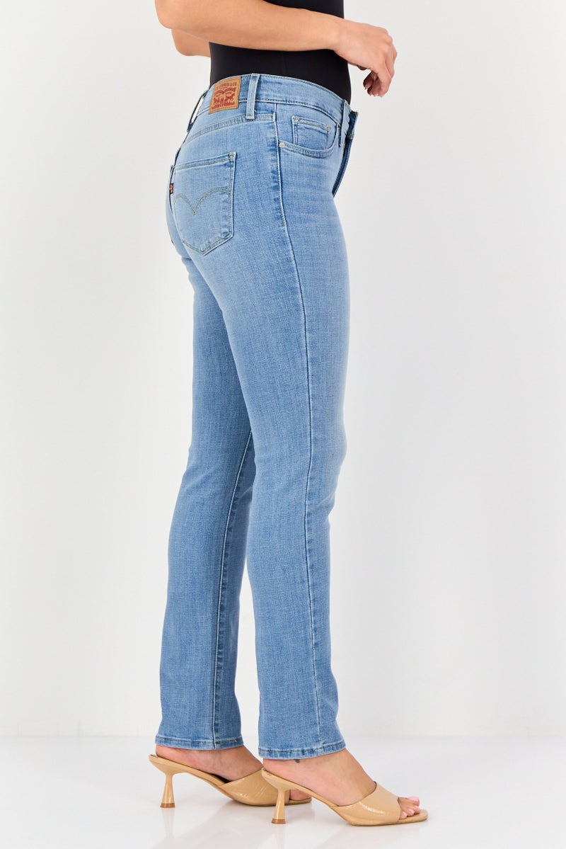 Levi's Women Skinny Fit Washed Denim Jeans, Blue - Image 4