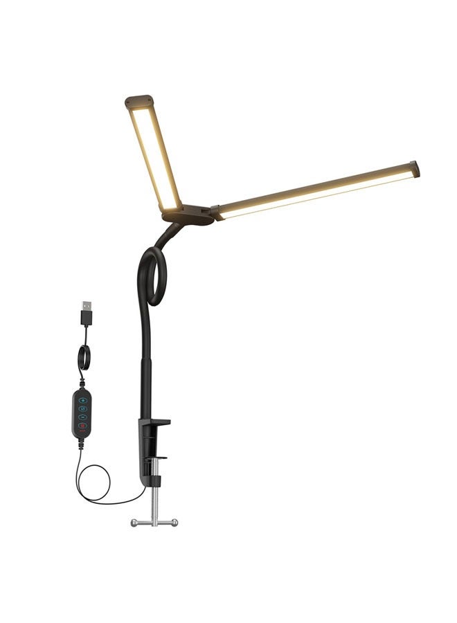 إن كي أكس مصباح LED مكتبي عبر الحدود | مصباح بمشبك مزدوج الرأس مع أنبوب مرن للطلاب - حماية للعين أثناء القراءة - Image 2