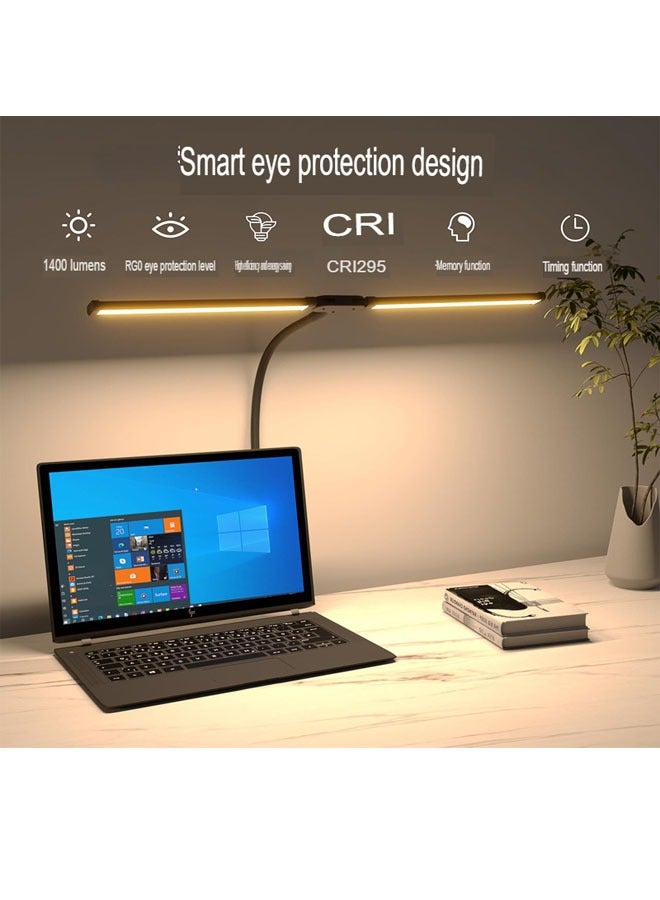 إن كي أكس مصباح LED مكتبي عبر الحدود | مصباح بمشبك مزدوج الرأس مع أنبوب مرن للطلاب - حماية للعين أثناء القراءة - Image 4