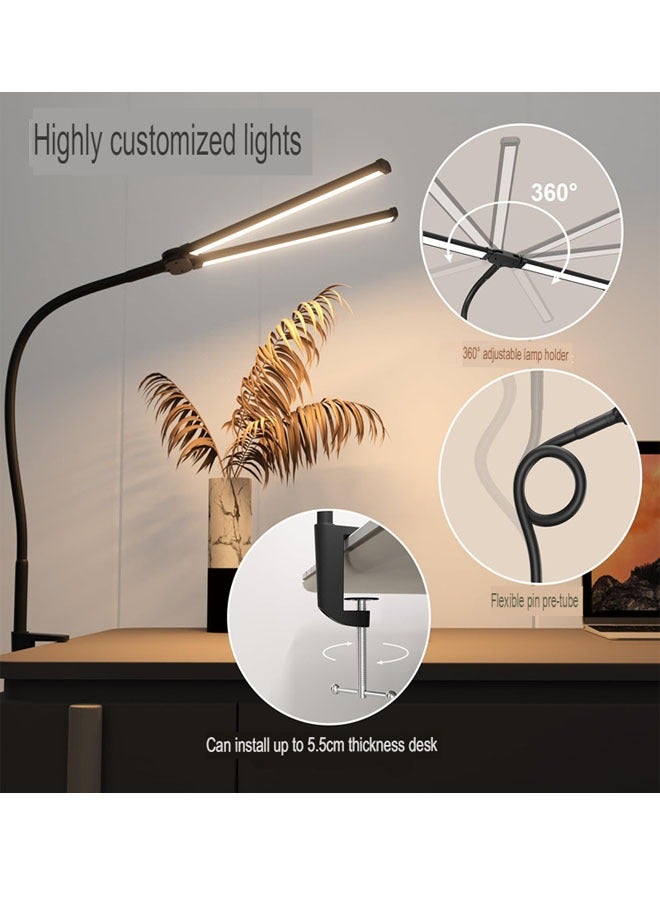 إن كي أكس مصباح LED مكتبي عبر الحدود | مصباح بمشبك مزدوج الرأس مع أنبوب مرن للطلاب - حماية للعين أثناء القراءة - Image 5
