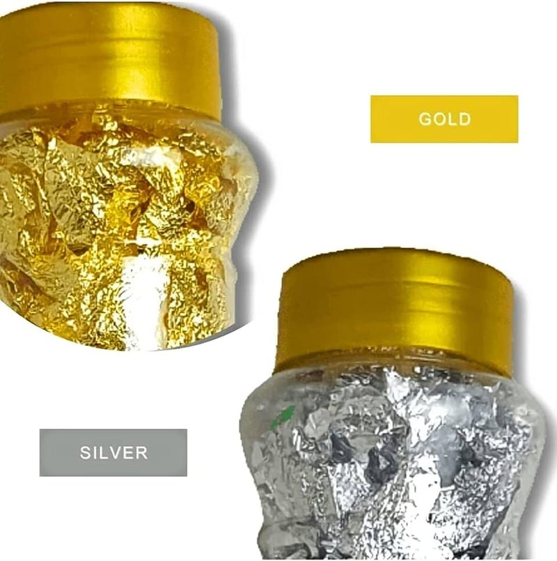 A.K GOLD LEAF Gold Leaf Flakes Gold Flakes for Decorating Cake Borders Nail Deco Resin Art and Craft Offer 1 1 Free Total 2 Jars - Image 3