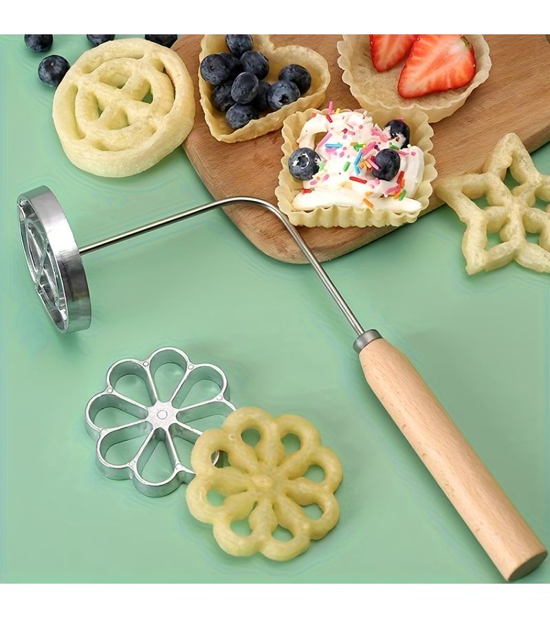 Silvery Aluminum Alloy Floral Frying Mold for Household Cake and Oil Dumpling Dessert - Image 1