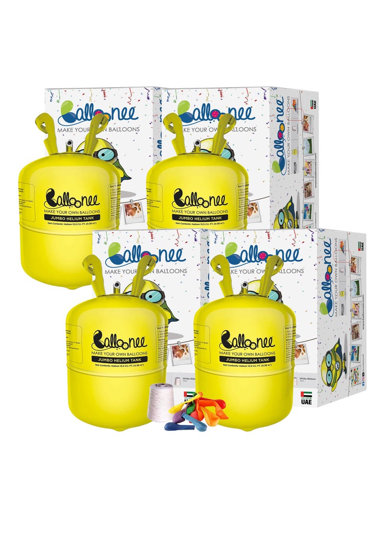 Balloonee Jumbo Disposable Helium Party Kit - Pack of 4, Helium Tank for Balloons At Home  - Image 1