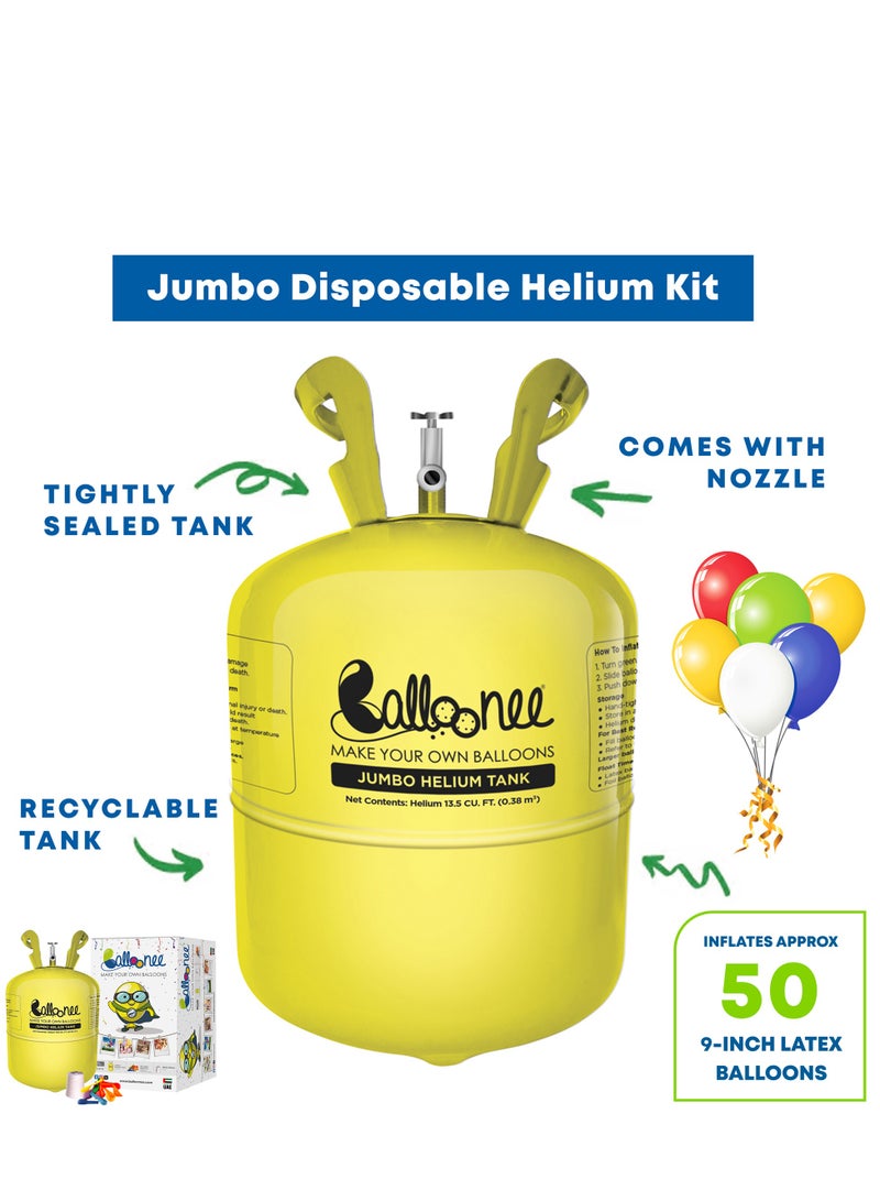 Balloonee Jumbo Disposable Helium Party Kit - Pack of 4, Helium Tank for Balloons At Home  - Image 3