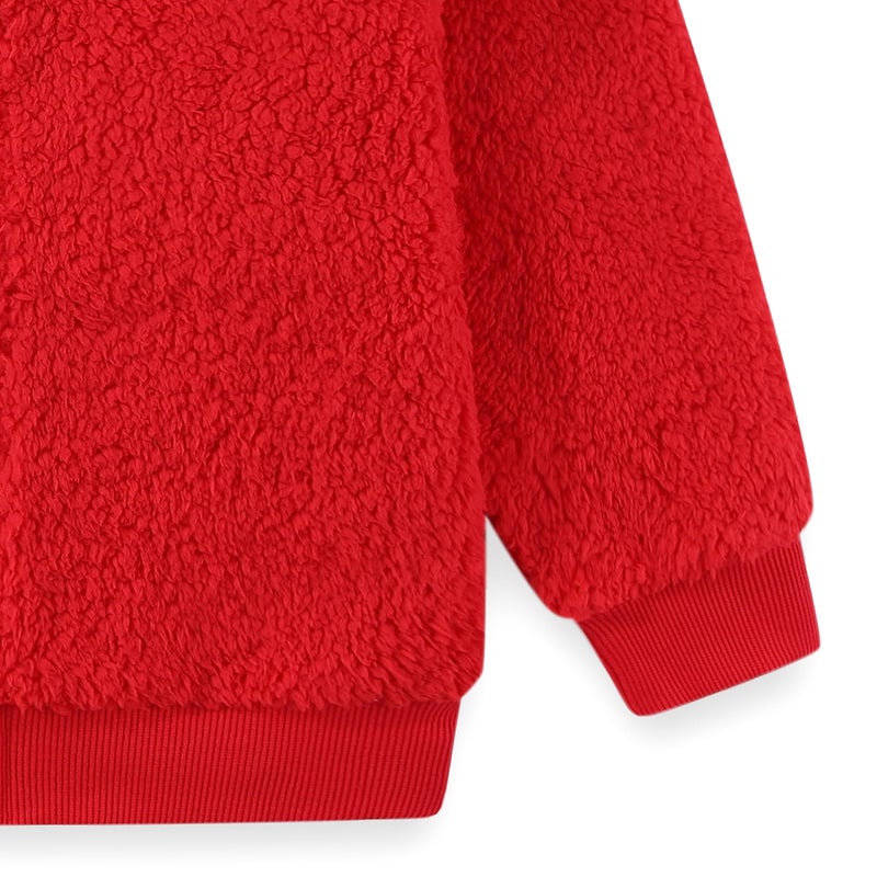 Sesame Street Elmo Cookie Monster Boys Zip Up Sherpa Hoodie with 3D Eyes for Toddler Red - Image 5