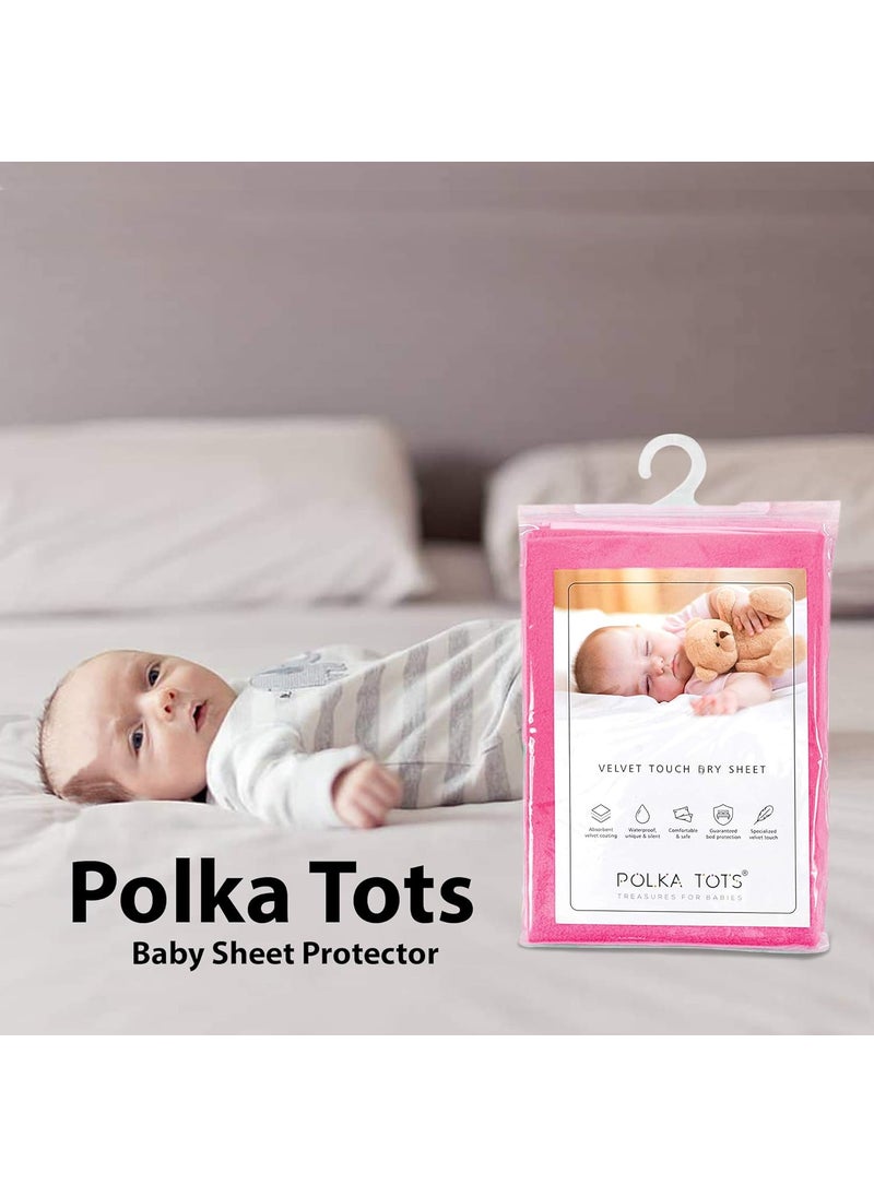 Polka Tots POLKA TOTS Waterproof & Reusable Baby Bed Protector Absorbent Mat Dry Sheet for New Born Infants (Rose Pink, 70 X 100 CM, Medium)  - Image 2