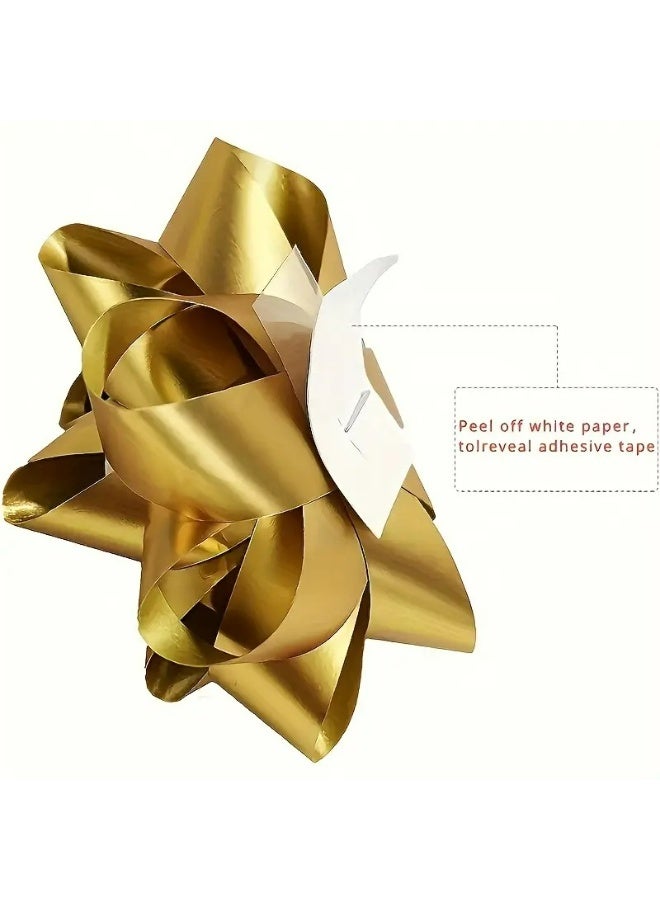 Kandid 25pcs Christmas Decoration Bows, Star Flowers, Ribbons, Gift Box Decorations,, Self-Adhesive Star Flowers (Gold) - Image 2