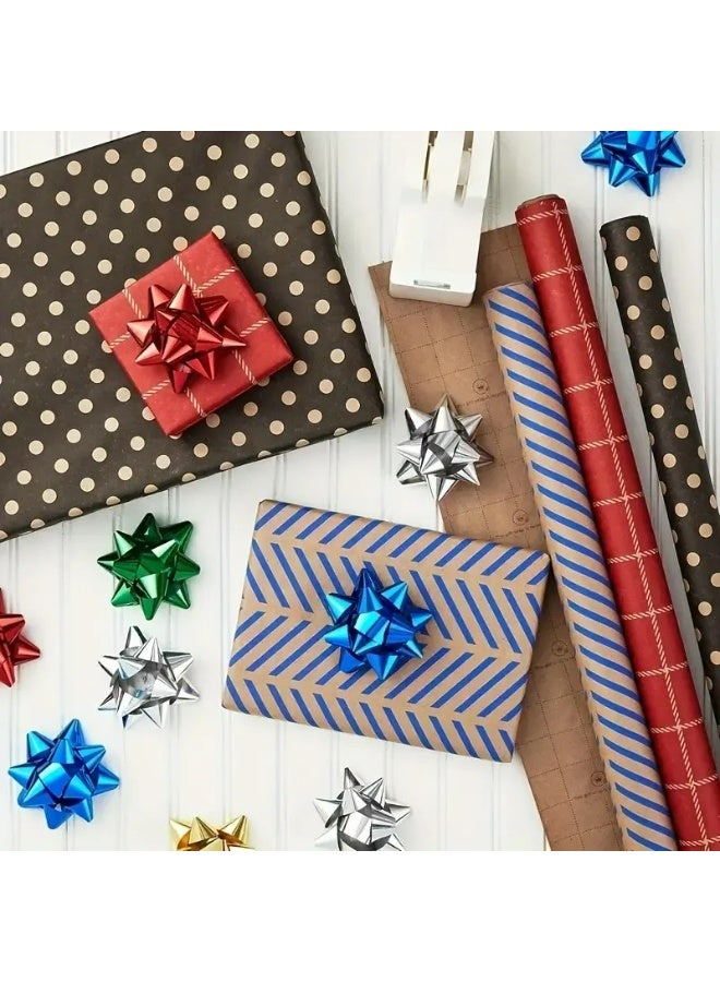 Kandid 25pcs Christmas Decoration Bows, Star Flowers, Ribbons, Gift Box Decorations,, Self-Adhesive Star Flowers (Gold) - Image 3