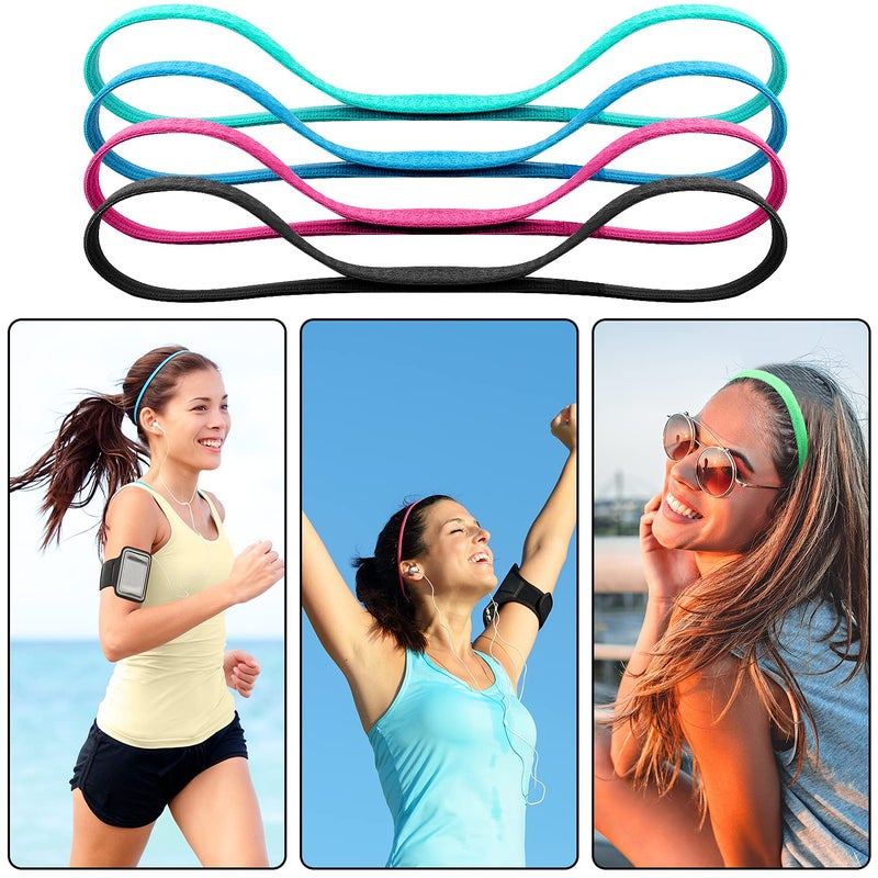 Duufin 28 Pieces Elastic Headbands Non Slip Colorful Sports Headband Thin Workout Grip Elastic Sport Headbands for Women, Men and Girls, 14 Colors - Image 5