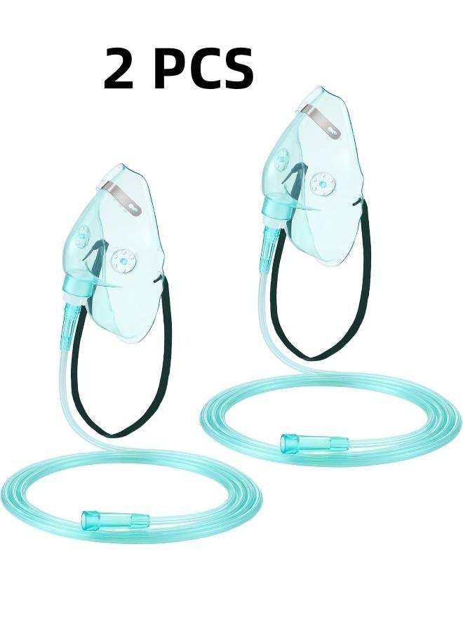 2PCS  Oxygen Mask with 6.6 Ft Tubing and Adjustable Elastic Strap, Adult Oxygen Mask with Tubing, Breathing Masks for Face Adult - Image 1