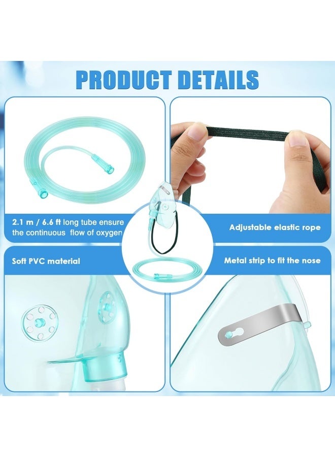 2PCS  Oxygen Mask with 6.6 Ft Tubing and Adjustable Elastic Strap, Adult Oxygen Mask with Tubing, Breathing Masks for Face Adult - Image 3