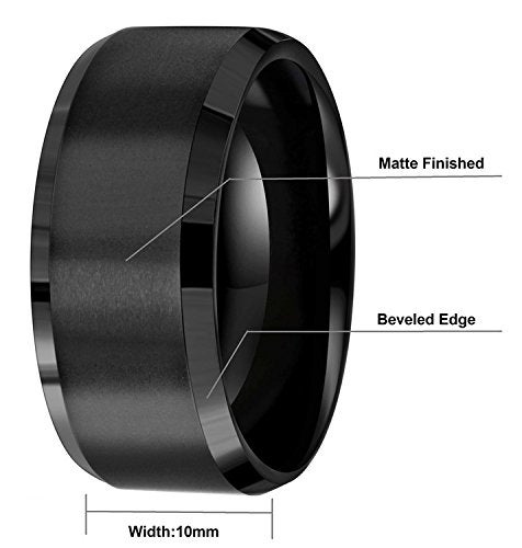 CROWNAL 6mm 8mm 10mm Black Tungsten Wedding Band Ring Men Women Matte Finish Beveled Edges Comfort Fit Size 5 To 17 (10mm,10) - Image 3