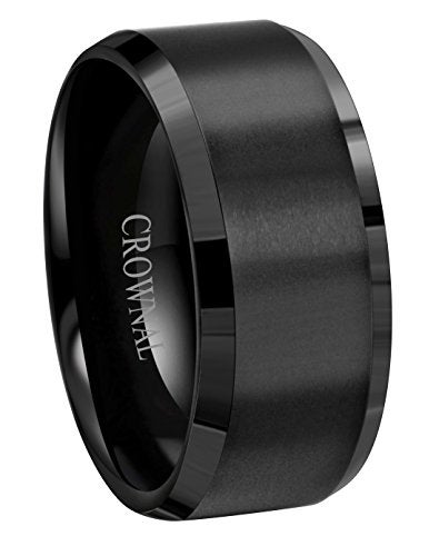 CROWNAL 6mm 8mm 10mm Black Tungsten Wedding Band Ring Men Women Matte Finish Beveled Edges Comfort Fit Size 5 To 17 (10mm,10) - Image 5