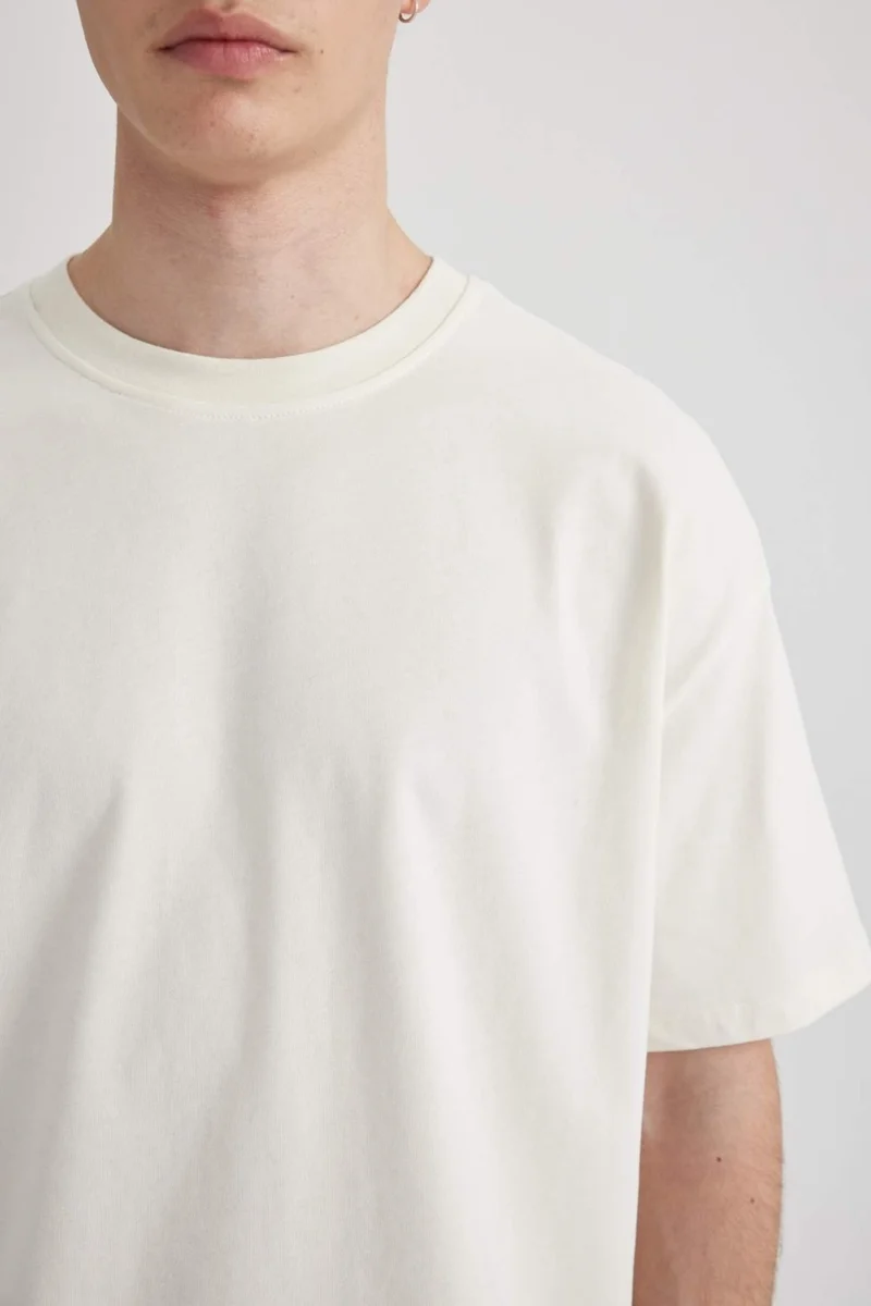 ديفاكتو Boxy Fit Crew Neck Short Sleeve Basic Plain T-Shirt C5277AX24SP